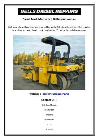 Diesel Truck Mechanic  Bellsdiesel.com.au