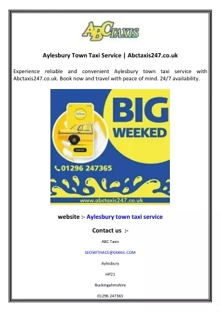 Aylesbury Town Taxi Service  Abctaxis247.co.uk