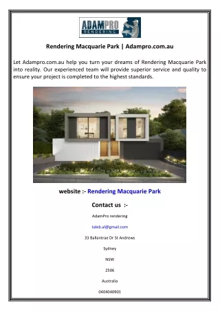 Rendering Macquarie Park  Adampro.com.au