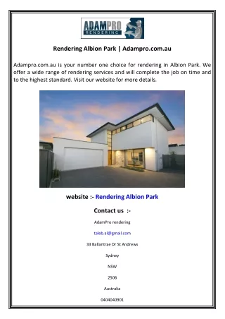 Rendering Albion Park  Adampro.com.au