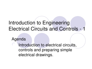 Introduction to Engineering Electrical Circuits and Controls - 1