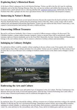 Discovering Katy, TX: Above the Usual