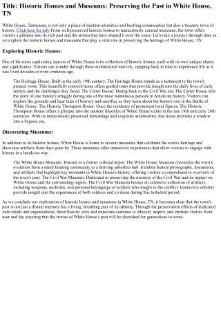 White House Wonders: Top Picks