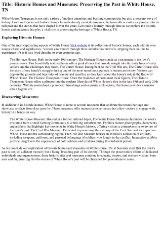 Children-Friendly Adventures in Tennessee's White House