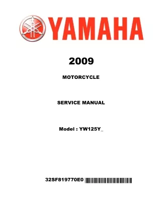 2009 Yamaha YW125 Zuma 125 Scooter Service Repair Manual