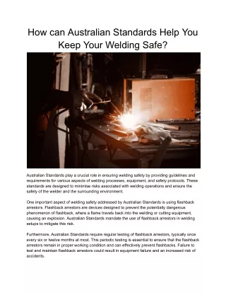 How can Australian Standards Help You Keep Your Welding Safe