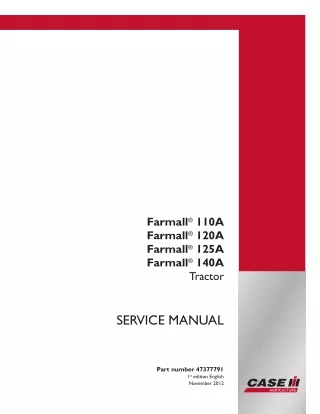 CASE IH Farmall 110A Tractor Service Repair Manual