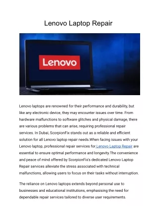 Lenovo Laptop Repair