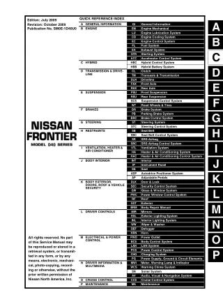 2010 Nissan Frontier Service Repair Manual