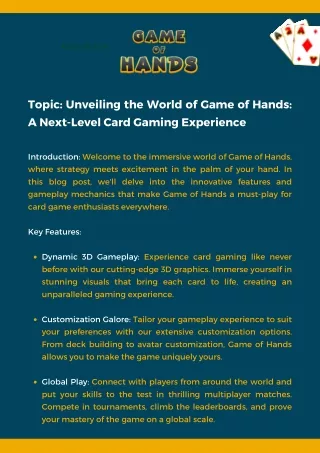 Unleashing the Power of Customization: Dive into Game of Hands