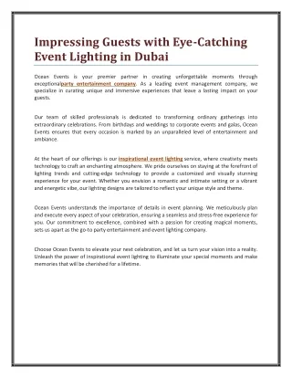 Impressing Guests with Eye-Catching Event Lighting in Dubai