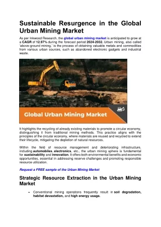 Sustainable Resurgence in the Global Urban Mining Market