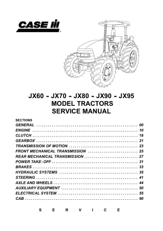 CASE IH JX90 TRACTOR Service Repair Manual