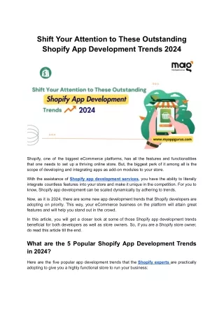 Exploring Top Trends in 2024 for Shopify App Development