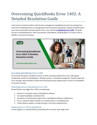 Overcoming QuickBooks Error 1402 A Detailed Resolution Guide