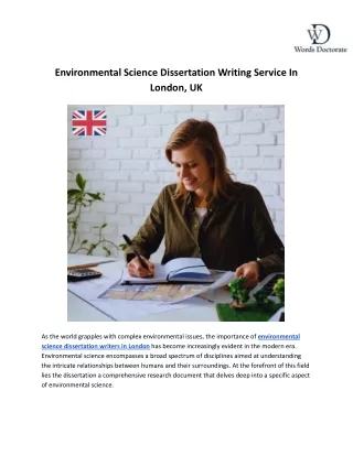Environmental Science Dissertation Writing Service In London, UK