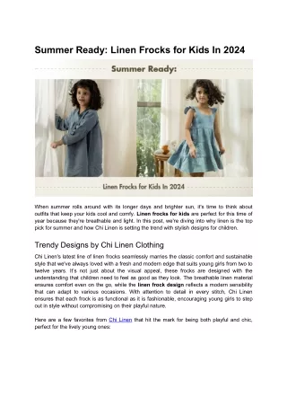 Summer Ready- Linen Frocks for Kids In 2024