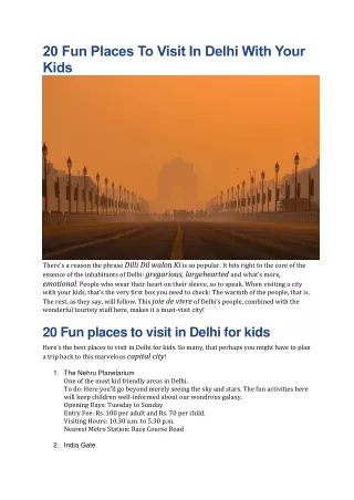 20 Fun Places To Visit In Delhi With Your Kids