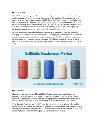 Refillable Deodorants Market: Reducing Carbon Footprint Through Refillable Packa