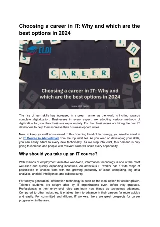 Choosing a career in IT_ Why and which are the best options in 2024
