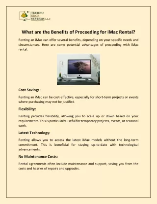 What are the Benefits of Proceeding for iMac Rental?