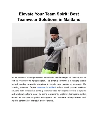 Elevate Your Team Spirit: Best Teamwear Solutions in Maitland