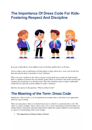 The Importance Of Dress Code For Kids