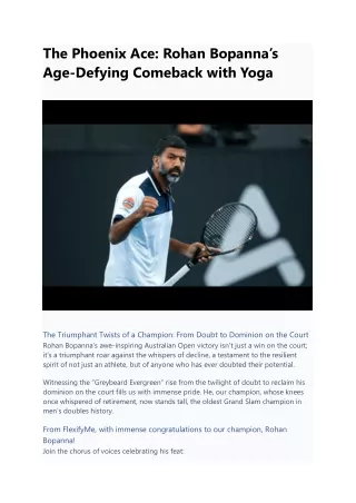 Rohan Bopanna’s Age-Defying Comeback with Yoga