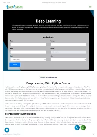 Best Deep Learning Course - 4achievers