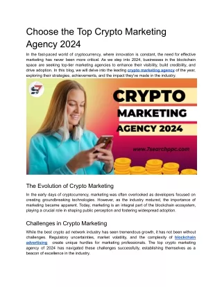 Choose the Top Crypto Marketing Agency 2024