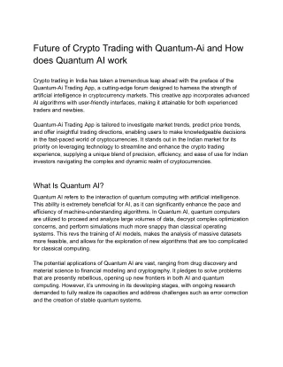 Future of Crypto Trading with Quantum-Ai and How does Quantum AI work