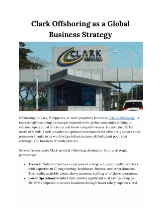 Clark Offshoring as a Global Business Strategy