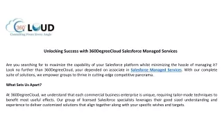 Unlocking Success with 360DegreeCloud Salesforce Managed Services