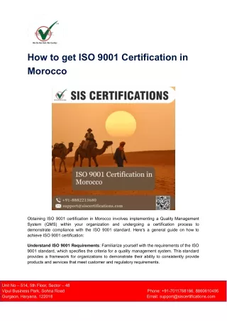 How to get ISO 9001 Certification in Morocco