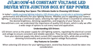 JVLM100W-48 Constant Voltage LED Driver with Junction Box