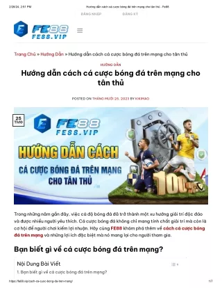 Hướng dẫn cách cá cược bóng đá trên mạng cho tân thủ - Fe88