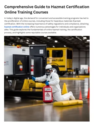 Hazmat Training Courses Online