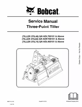 Bobcat 3TIL60 Three-Point Tiller Service Repair Manual SN ADKY00101 And Above