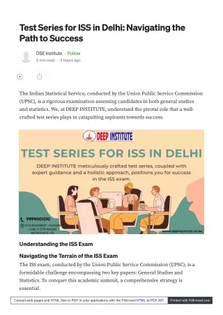 Cracking the ISS Test Series in Delhi: A Roadmap to Success