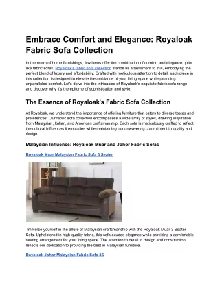 Embrace Comfort and Elegance_ Royaloak Fabric Sofa Collection