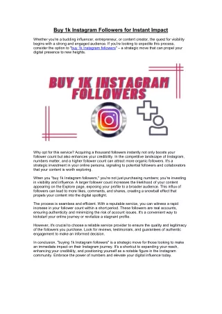 Buy 1k Instagram Followers for Instant Impact