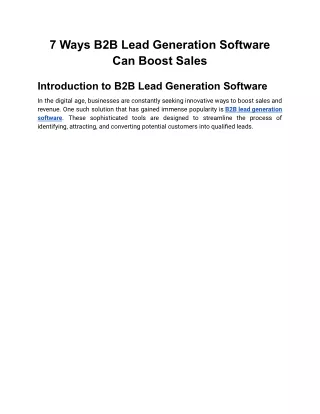 7 Ways B2B Lead Generation Software Can Boost Sales