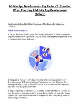 Mobile App Development- Key Factors To Consider When Choosing A Mobile App Devel