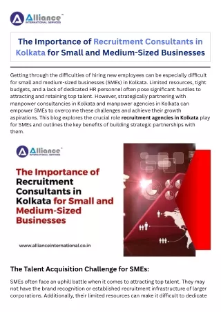 The Importance of Recruitment Consultants in Kolkata for Small and Medium-Sized Businesses