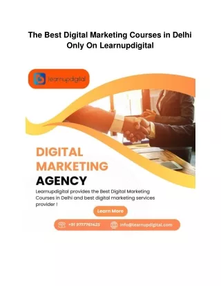 The Best Digital Marketing Courses in Delhi only On Learnupdigital