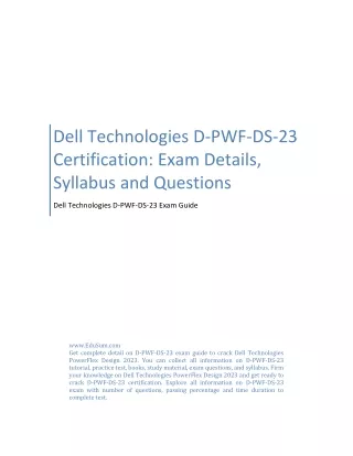 Dell Technologies D-PWF-DS-23 Certification: Exam Details, Syllabus and Question