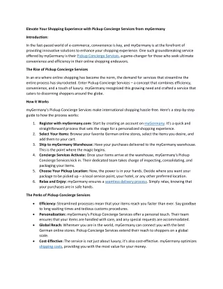 Elevate Your Shopping Experience with Pickup Concierge Services from myGermany