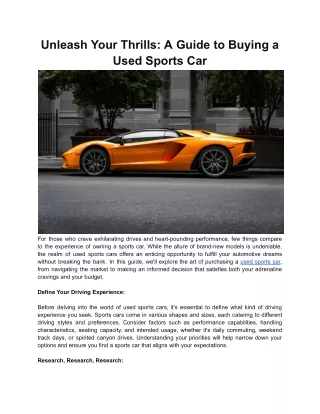 Unleash Your Thrills_ A Guide to Buying a Used Sports Car