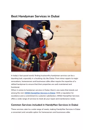 Best Handyman Services in Dubai