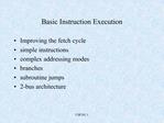 Basic Instruction Execution